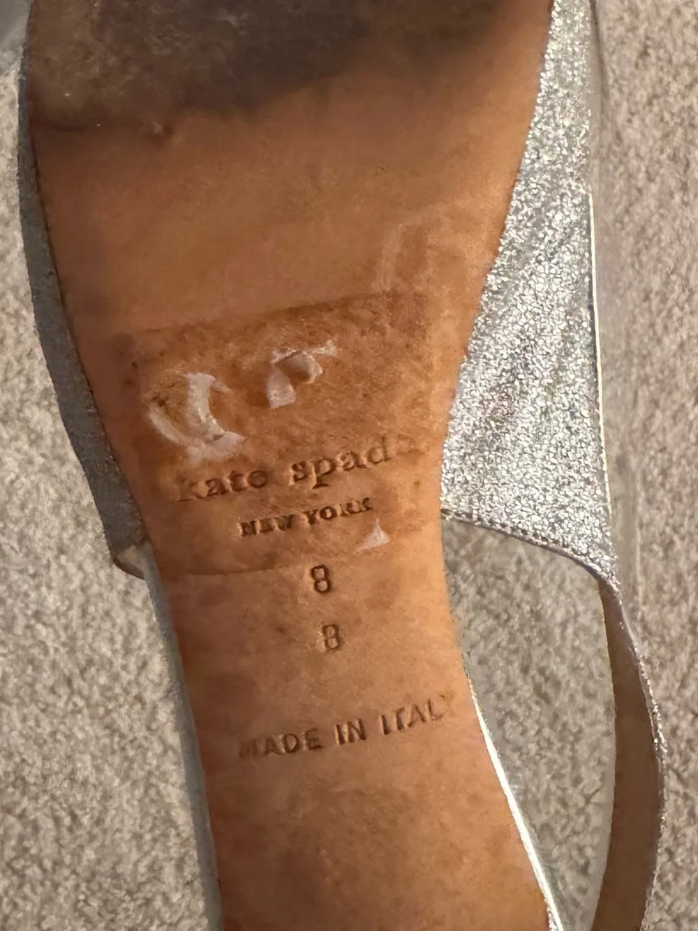 Kate Spade Silver Glitter Peep-Toe Slingback Heels